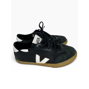 Veja Volley Canvas Suede Sneakers Black White Gum Sole Womens 9 EUR 40 Retro